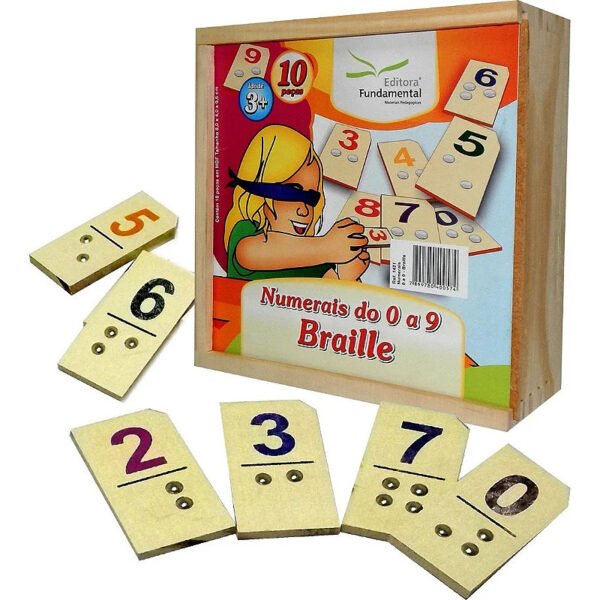 NUMERAIS DO 0 A 9 BRAILLE C/10 PC EM MDF FUNDAMENTAL