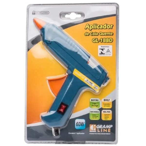 PISTOLA DE COLA QUENTE SEMI PROFISSIONAL GRANDE 60W GT-188 GRAMPLINE