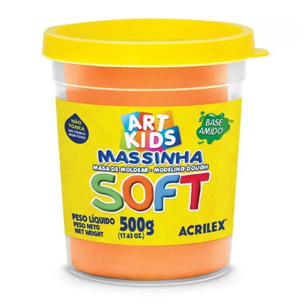 POTE DE MASSINHA DE MODELAR SOFT 500G LARANJA ACRILEX