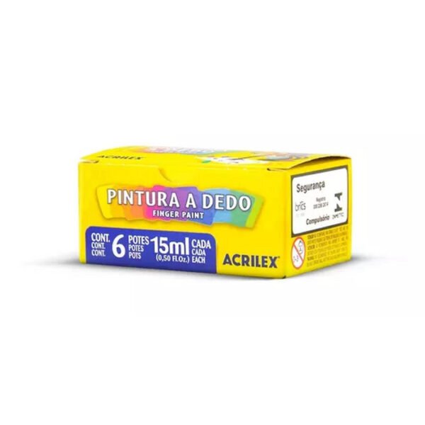 CAIXA DE PINTURA A DEDO C/6 CORES 15ML ACRILEX