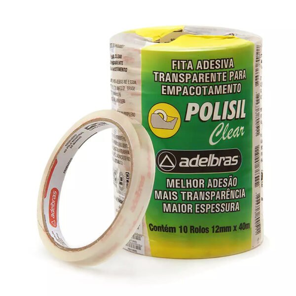 FITA ADESIVA TRANSPARENTE POLISIL 12X40 C/10 ADELBRAS