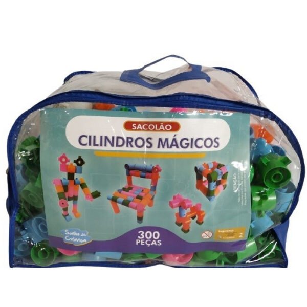 SACOLÃO CILINDROS MAGICOS C/300 PEÇAS SONHO DE CRIANÇA