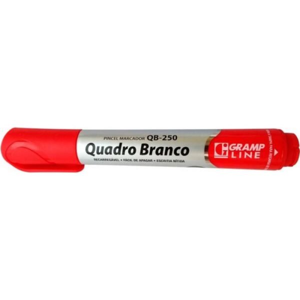 CAIXA DE MARCADOR DE QUADRO BRANCO RECARREGAVEL QB-250 VERMELHO C/ 12 GRAMPLINE