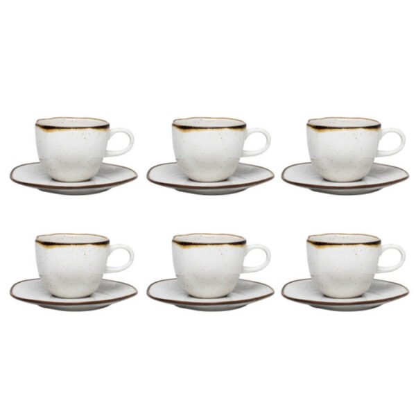JOGO DE CHA 12PC PORCELANA BRANCA E MARROM PIGMENTADO RYO MARESIA OXFORD