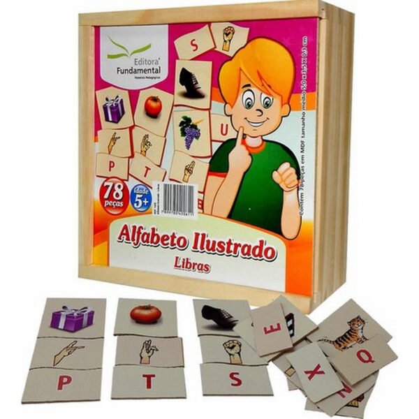 ALFABETO ILUSTRADO LIBRAS EM MDF 78PC FUNDAMENTAL
