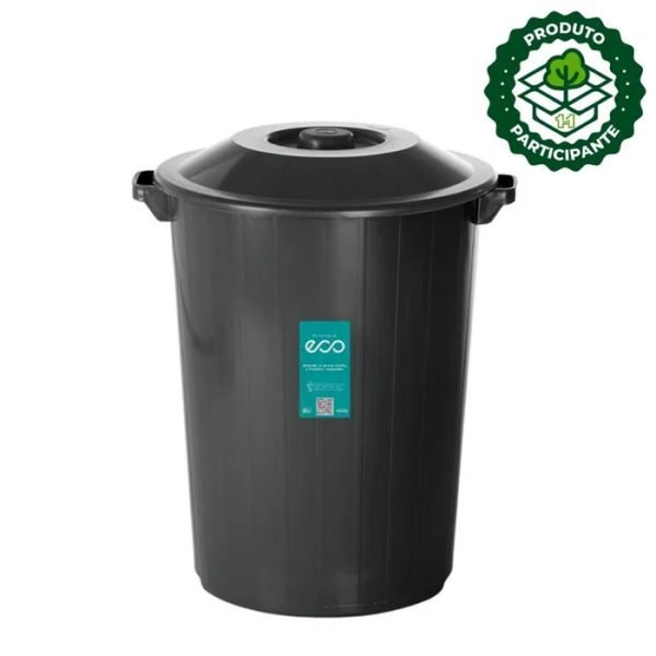 LIXEIRA DE 35 LITROS C/ TAMPA PRETA PLASVALE