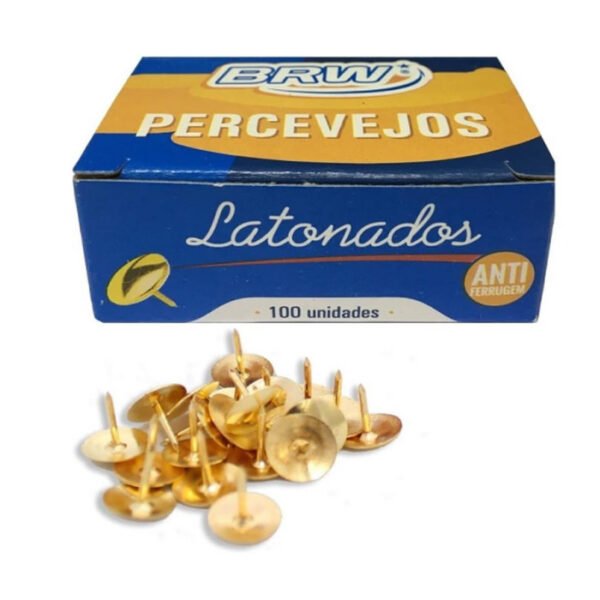 CAIXA DE PERCEVEJOS LATONADOS PV0100 C/100 BRW