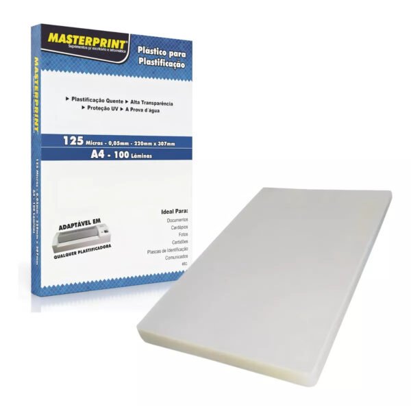 PLASTICO PARA PLASTIFICAÇÃO A4 220X307 C/ 100 LAMINAS  MASTERPRINT - Image 2