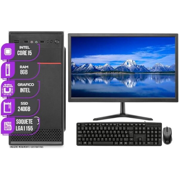 COMPUTADOR COMPLETO I5-4570/8GB/SSD 240GB C/ MONITOR LED 21.5 + TECLADO E MOUSE BRAZIL PC