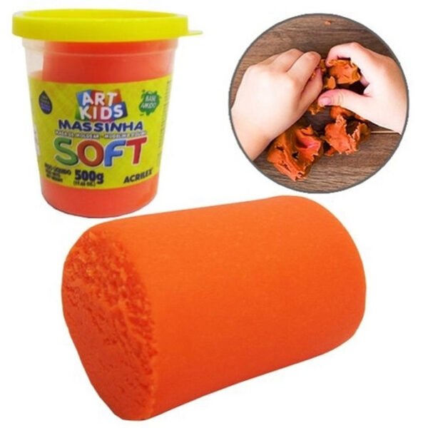 POTE DE MASSINHA DE MODELAR SOFT 500G LARANJA ACRILEX - Image 2