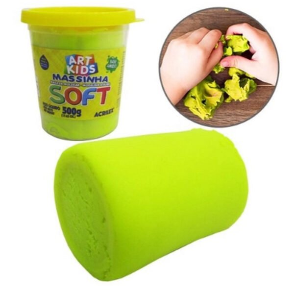 POTE DE MASSINHA DE MODELAR SOFT 500G AMARELO LIMAO ACRILEX - Image 2