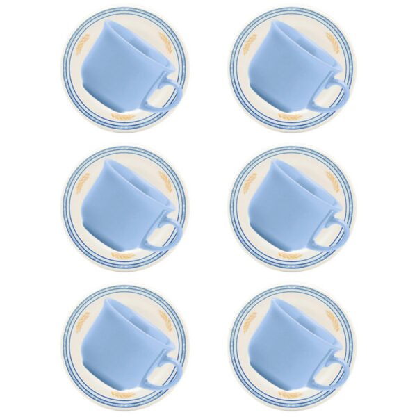 JOGO DE CHA 12PC CERAMICA BRANCA E AZUL DONNA GRANO BIONA