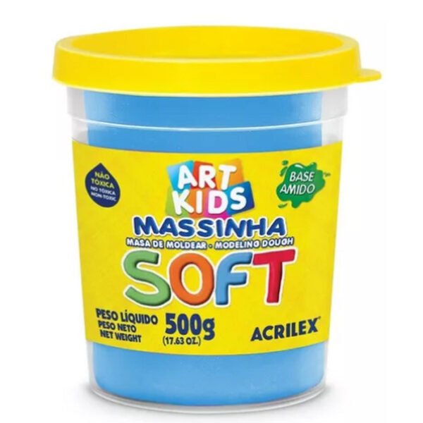 POTE DE MASSINHA DE MODELAR SOFT 500G AZUL ACRILEX