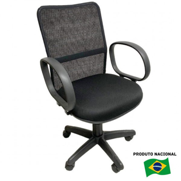 CADEIRA DE ESCRITÓRIO EXECUTIVA GIRATÓRIA TELADA ERGONÔMICA PRETA LG FLEX