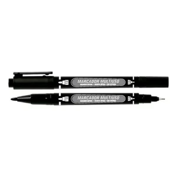 CAIXA DE MARCADOR PERMANENTE MULTIUSO MM100 PRETO C/ 12 GRAMPLINE