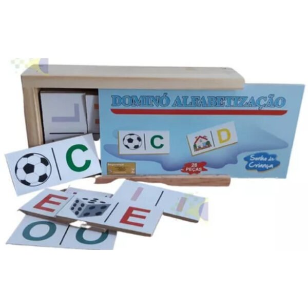 DOMINO DE ALFABETIZAÇÃO EM MADEIRA SONHO DE CRIANÇA - Image 2