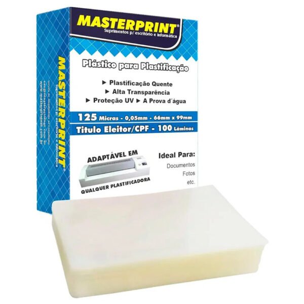 PLASTICO PARA PLASTIFICAÇÃO 66X99 C/100 MASTERPRINT - Image 2