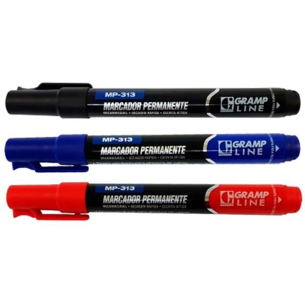 CAIXA DE MARCADOR PERMANENTE MP-313 PRETO C/12 GRAMPLINE - Image 3