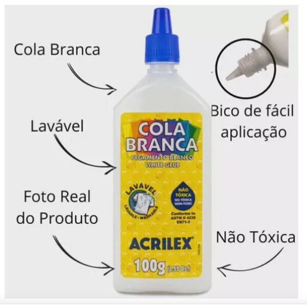CAIXA DE COLA BRANCA 100G C/ 3 ACRILEX - Image 2