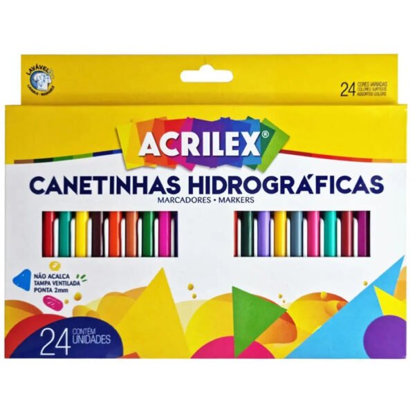 CAIXA DE CANETINHA HIDROGRAFICA 24 CORES ACRILEX