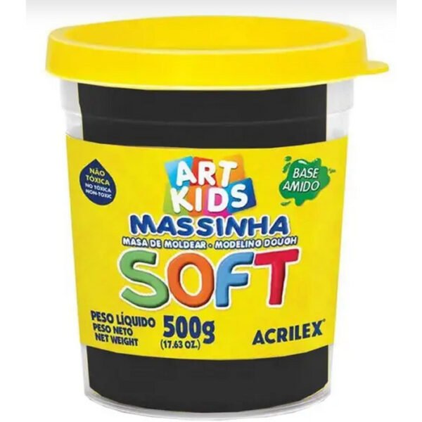 POTE DE MASSINHA DE MODELAR SOFT 500G PRETO ACRILEX