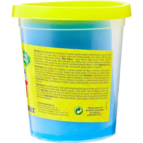 POTE DE MASSINHA DE MODELAR SOFT 500G AZUL ACRILEX - Image 3
