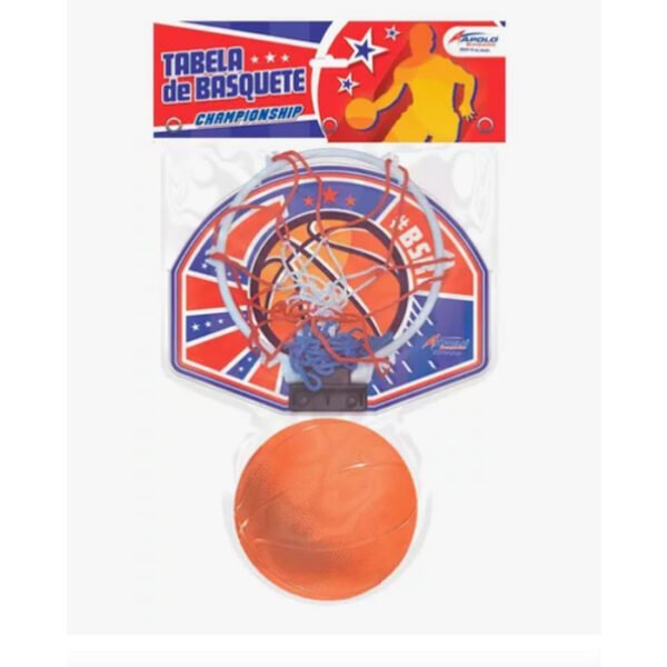 CESTA DE BASQUETE INFANTIL C/ MINI TABELA E BOLA APOLO