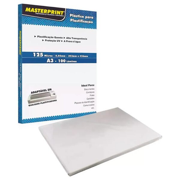 PLASTICO PARA PLASTIFICAÇÃO A3 303X426 C/100 MASTERPRINT - Image 2