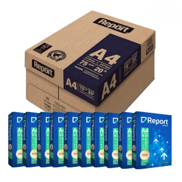 CAIXA DE PAPEL A4 PREMIUM  75G C/10 RESMAS DE 500 FOLHAS REPORT