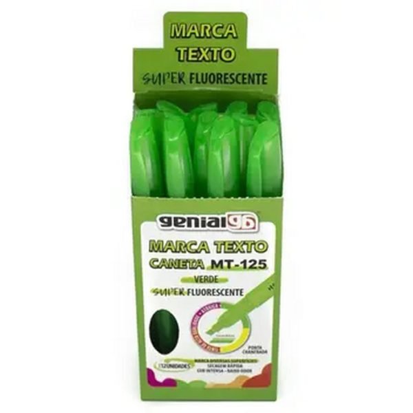 CAIXA DE MARCA TEXTO MT-125 VERDE C/12 GENIAL GRAMPLINE