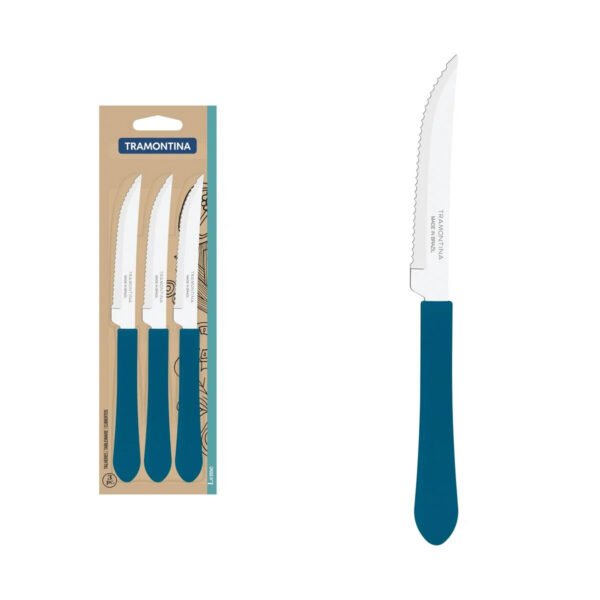 FACA DE CHURRASCO LEME C/ 3PC 4" AZUL TRAMONTINA - Image 2