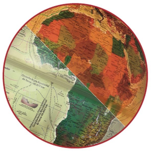 GLOBO TERRESTRE 30CM HISTORICO FPH LED BRANCO B/R OURO VELHO LIBRERIA - Image 2