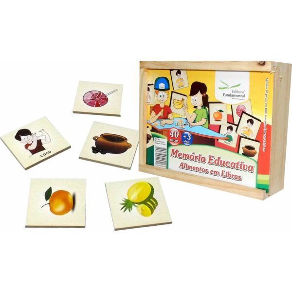 JOGO DA MEMORIA ALIMENTOS EM LIBRAS 40PC EM MDF FUNDAMENTAL