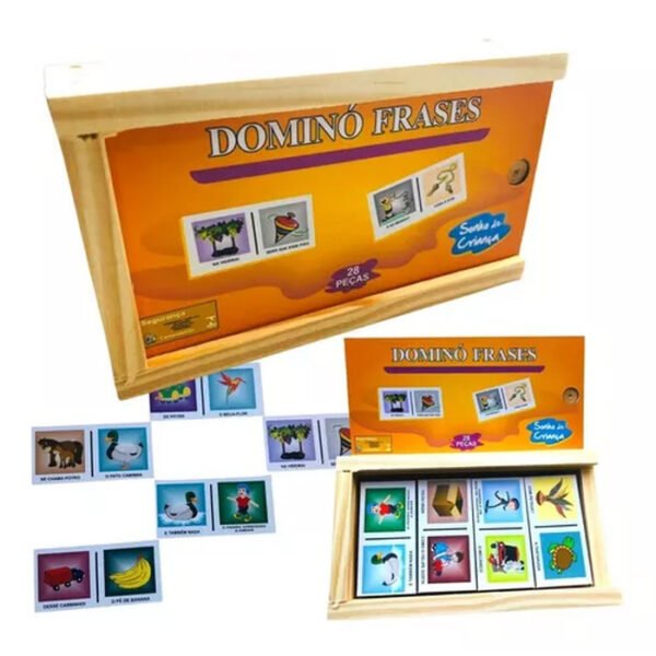 DOMINO DE FRASES EM MADEIRA SONHO DE CRIANÇA