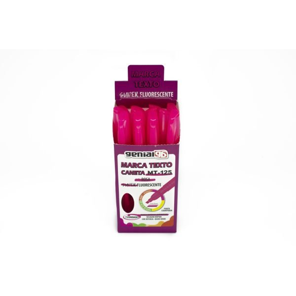 CAIXA DE MARCA TEXTO MT-125 ROSA C/12 GENIAL GRAMPLINE