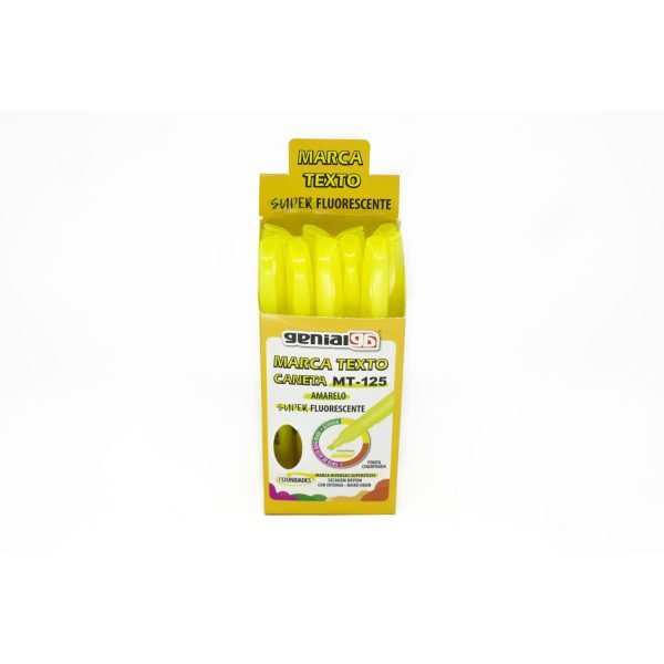 CAIXA DE MARCA TEXTO MT-125 AMARELO C/12 GENIAL GRAMPLINE