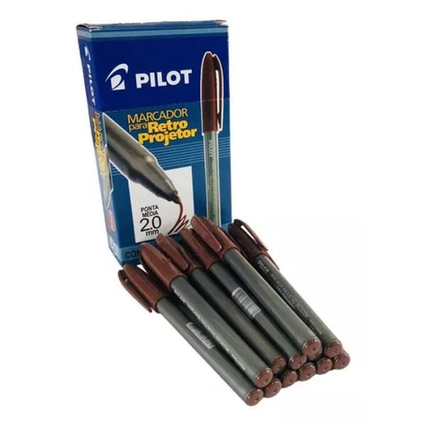 CAIXA DE MARCADOR RETRO PROJETOR 2.0MM MARROM C/12 PILOT
