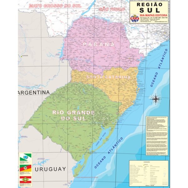 MAPA REGIAO SUL POLITICO 120X90 BIA MAPAS