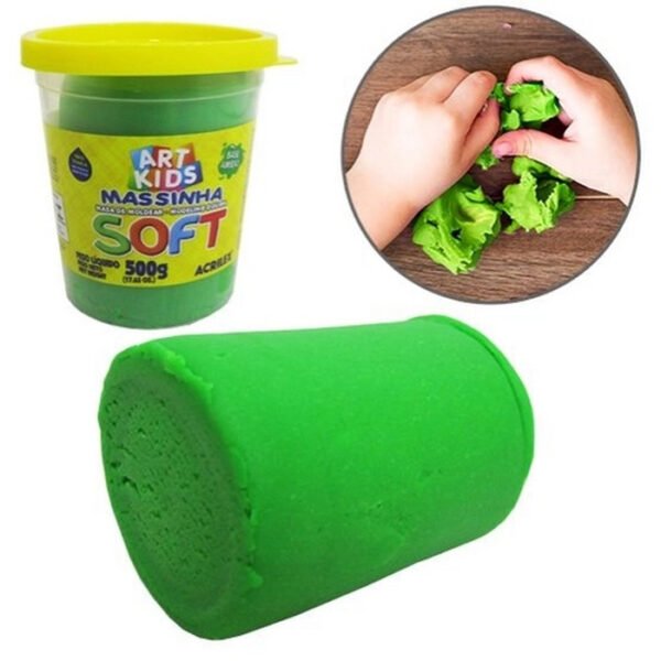 POTE DE MASSINHA DE MODELAR SOFT 500G VERDE ACRILEX - Image 2