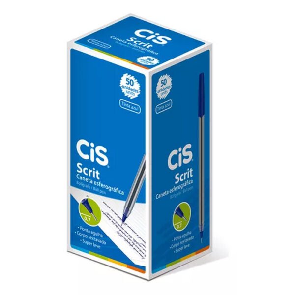 CAIXA DE CANETA ESFEROGRÁFICA 0,7 AZUL C/ 50 SCRIT CIS
