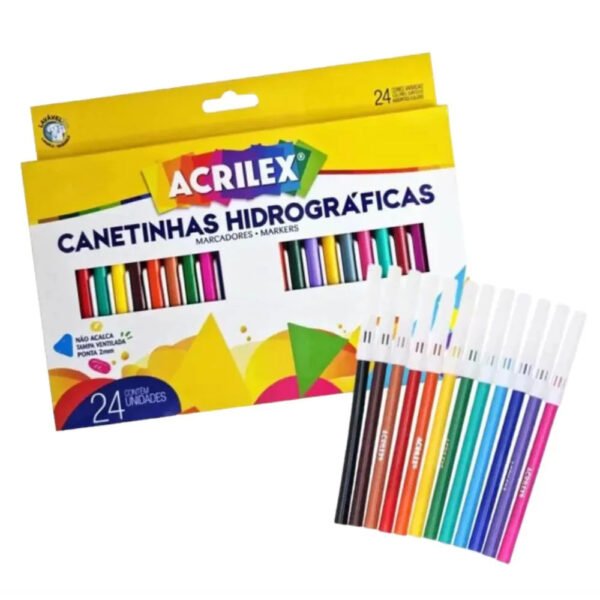 CAIXA DE CANETINHA HIDROGRAFICA 24 CORES ACRILEX - Image 2
