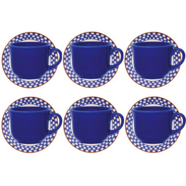 JOGO DE CHA 12PC CERAMICA BRANCA E AZUL DONNA JARDIM DE CEREJAS BIONA