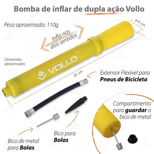 BOMBA DE AR DUPLA AÇÃO AMARELA VOLLO - Image 2