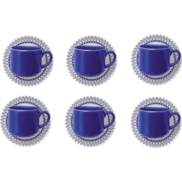 JOGO DE CHA 12PC CERAMICA AZUL E MARFIM DONNA GRECIA BIONA - Image 2