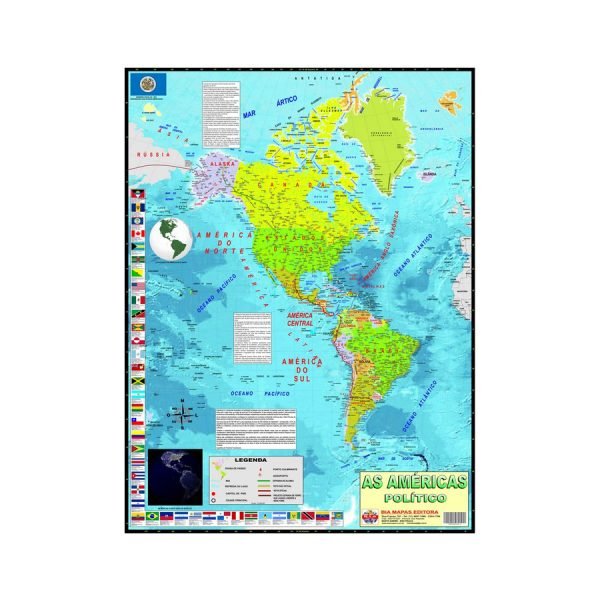 MAPA DAS AMERICAS POLITICO 120X90 BIA MAPAS
