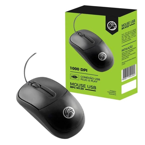 MOUSE USB 1000 DPI BPC-M129 PRETO BRAZIL PC - Image 2