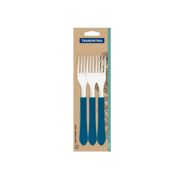GARFO DE MESA LEME C/ 3PC AZUL TRAMONTINA