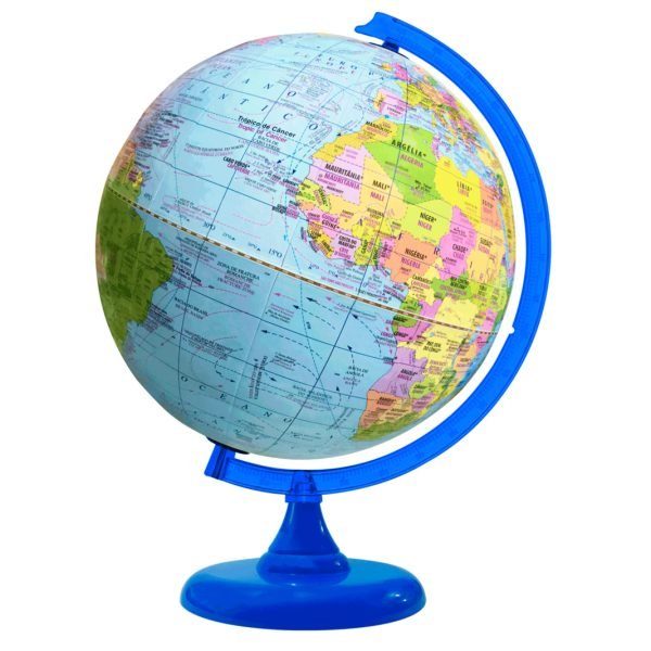 GLOBO TERRESTRE 30CM BILINGUE B/R AZUL CELESTE LIBRERIA