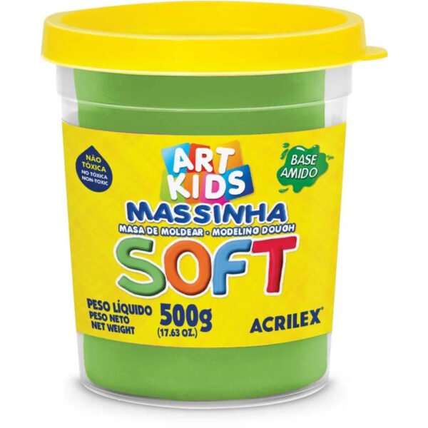 POTE DE MASSINHA DE MODELAR SOFT 500G VERDE ACRILEX