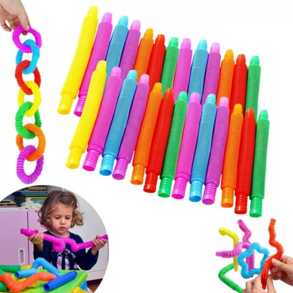 KIT 24 POPTUBE TUBO COLORIDO FLEXÍVEL POP IT